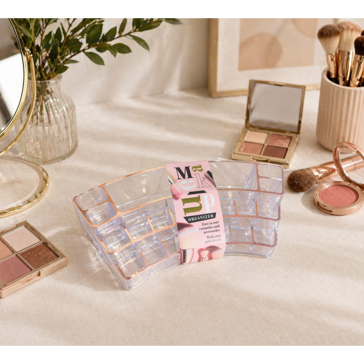 Organizator cosmetic din plastic transparent cu compartimente