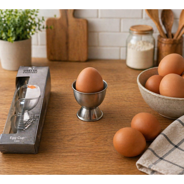 Set 4 suporturi pentru ouă din inox - design modern