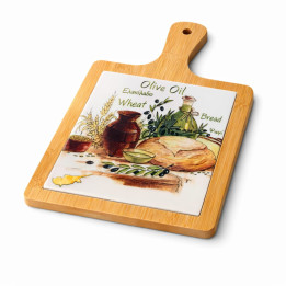 Tocator din bambus decorat cu placa ceramica, model 3d