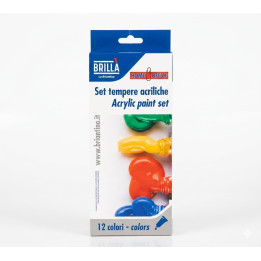Set culori acrilice Brilla Home Office, 12 culori, tuburi