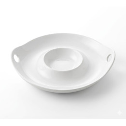 Platou rotund din ceramică albă pentru servire