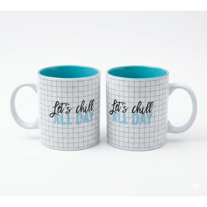 Set 2 Căni din Ceramică „Good Vibes Only”, Interior Negru