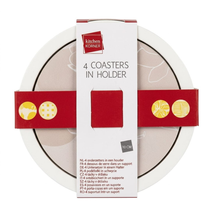 Set 4 suporturi pentru pahare (coastere) din ceramică/plută