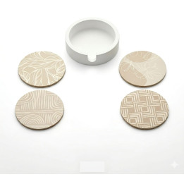 Set 4 suporturi pentru pahare (coastere) din ceramică/plută