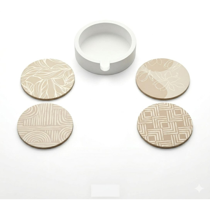 Set 4 suporturi pentru pahare (coastere) din ceramică/plută