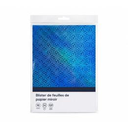 Set 10 coli hârtie oglindă holografică roșie cu inimioare A4