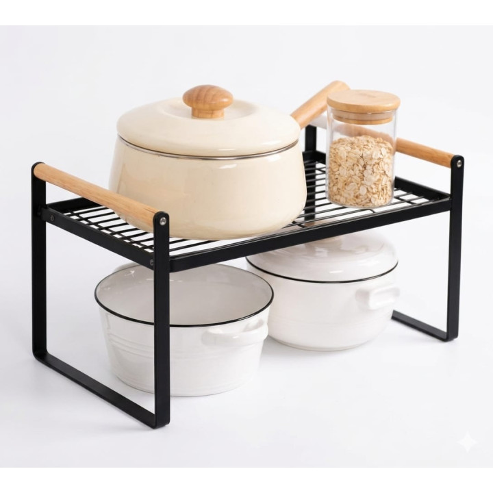 Raft organizator metalic 1 niveluri, ideal bucătărie, baie și cameră, economisire spațiu