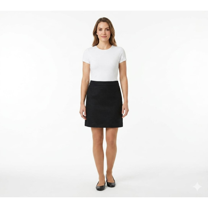 Fustă Mini Elegantă din Amestec de Lână, Culoare Negru, Mărimea 36