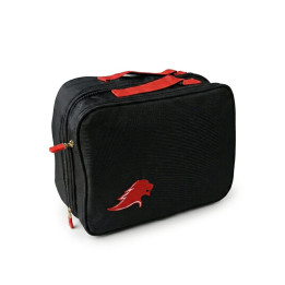 Organizator Portabil Tip Geantă Textilă cu 2 Compartimente, 30x34 cm - Negru cu Accente Roșii