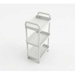 Cărucior Depozitare Multifuncțional, Raft Etajera cu 3 Niveluri, cu Roți și Mânere, Dimensiuni 59.5x31x20 cm