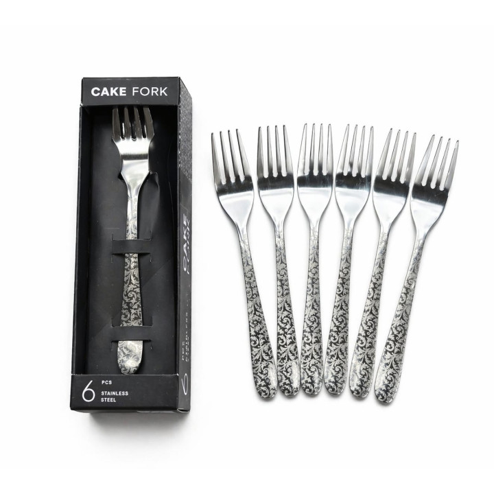 Set elegant de 6 furculițe / tacamuri pentru desert cu finisaj , perfecte pentru servirea prăjiturilor