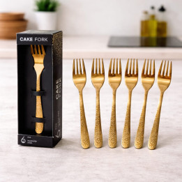 Set elegant de 6 furculițe / tacamuri pentru desert cu finisaj , perfecte pentru servirea prăjiturilor