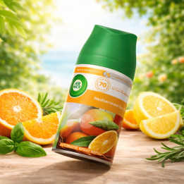 Odorizant Cameră Air Wick Automatic Spray Refill, Aromă Citrice Mediteraneene, Până la 70 Zile Prospețime