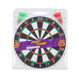 Joc de Darts Clasic cu Două Fețe, Diametru 17 inch (43 cm), Include 6 Săgeți și Instrucțiuni