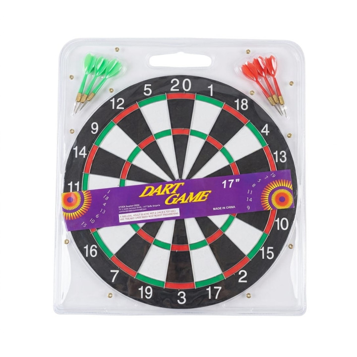 Joc de Darts Clasic cu Două Fețe, Diametru 17 inch (43 cm), Include 6 Săgeți și Instrucțiuni