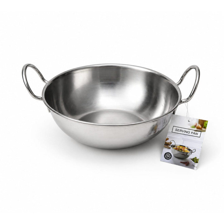Bol / tigaie de servire din inox cu mânere – 21 x 21 x 5.5 cm