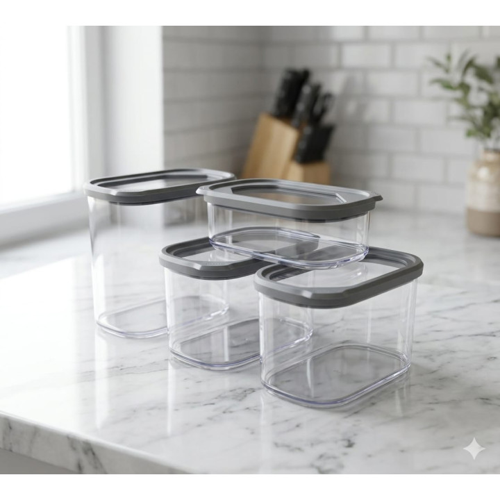Set 4 Recipiente Organizare Bucătărie Moritz & Moritz, Hermetice și Suprapozabile, 400ml - 1400ml