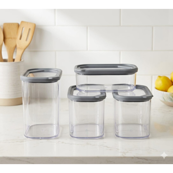 Set 4 Recipiente Organizare Bucătărie Moritz & Moritz, Hermetice și Suprapozabile, 400ml - 1400ml