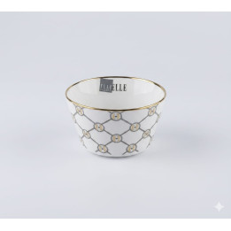 Bol din Porțelan Premium ELLE Home, Ediție Limitată – Design Chic Francez cu Margine Aurie, 500ml