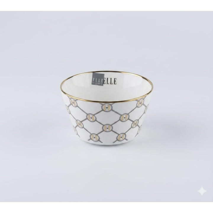 Bol din Porțelan Premium ELLE Home, Ediție Limitată – Design Chic Francez cu Margine Aurie, 500ml