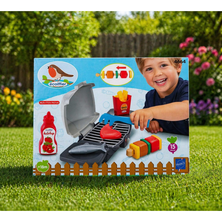 Grătar de jucărie Ecoiffier cu accesorii - Set BBQ interactiv