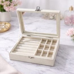 Cutie de bijuterii elegantă cu capac din sticlă - organizator